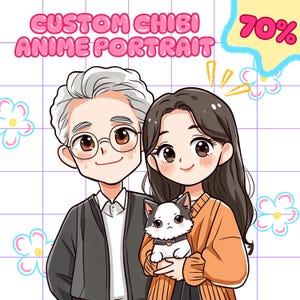 Custom Chibi Anime Portrait, personalisierte Geschenke Potrait, Custom Paar Portrait, Cartoon Portrait, Familie / Jubiläum / Hochzeit / Valentinstag Geschenk