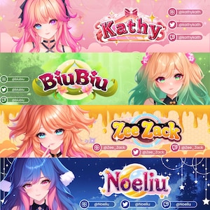 Custom Twitch Banner | Twitch banner | Discord Banner | Header | Youtube Banner | Custom Chibi Cute Banner | Kick Banner | Twitter Banner