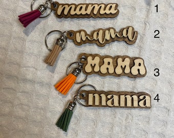 Wooden MAMA Keychain