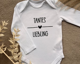 Baby Body Langarm - Aufdruck Tantes/Onkels/Omas/Opas/Mamas/Papas Liebling - Weiß - Geschenk - Geburt