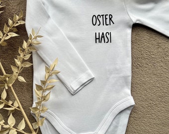 Baby Body Langarm Ostern - Aufdruck Oster Hasi - Weiß