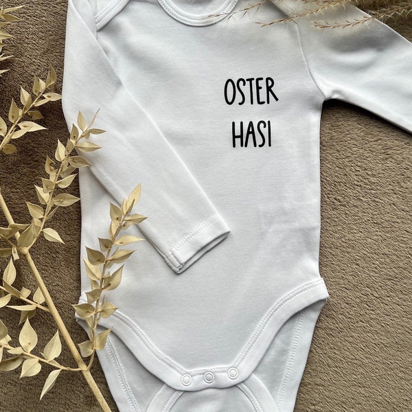 Baby Body Langarm Ostern - Aufdruck Oster Hasi - Weiß