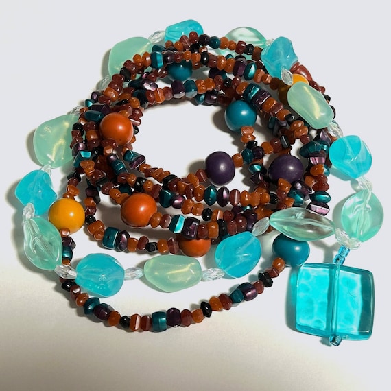 Vintage Beaded Necklace Lot Faux Crystal Gem Gems… - image 3