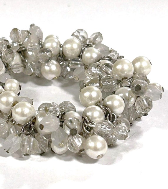 Vintage CHA CHA Shaker Beaded Bracelet Frosted Fa… - image 2