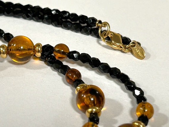 Vintage Classic MONET Beaded Long Necklace Jet Bl… - image 5