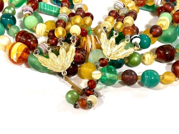 Vintage Beaded Necklace Multi Four Strand Heavy A… - image 5