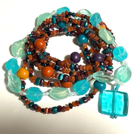 Vintage Beaded Necklace Lot Faux Crystal Gem Gems… - image 2
