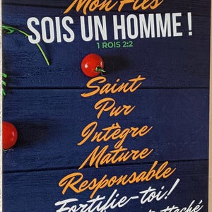 クリスチャン木製壁画 私の息子は男になりなさい フランス語の聖書メッセージ 彼へのオリジナルギフト 少年ティーンエイジャー兄弟友人 1列王2:2