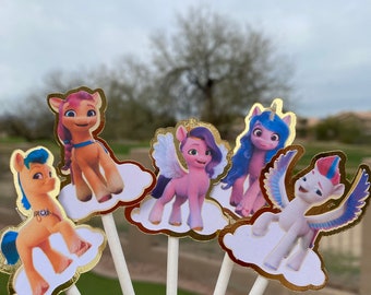 My little pony cupcake topper for your birthday party( set of 15), unicorn cupcake topper