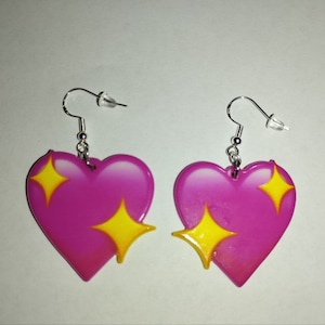 Sparkle Heart Emoji Earrings | Popular Emoji | Cute and handmade dangle earrings