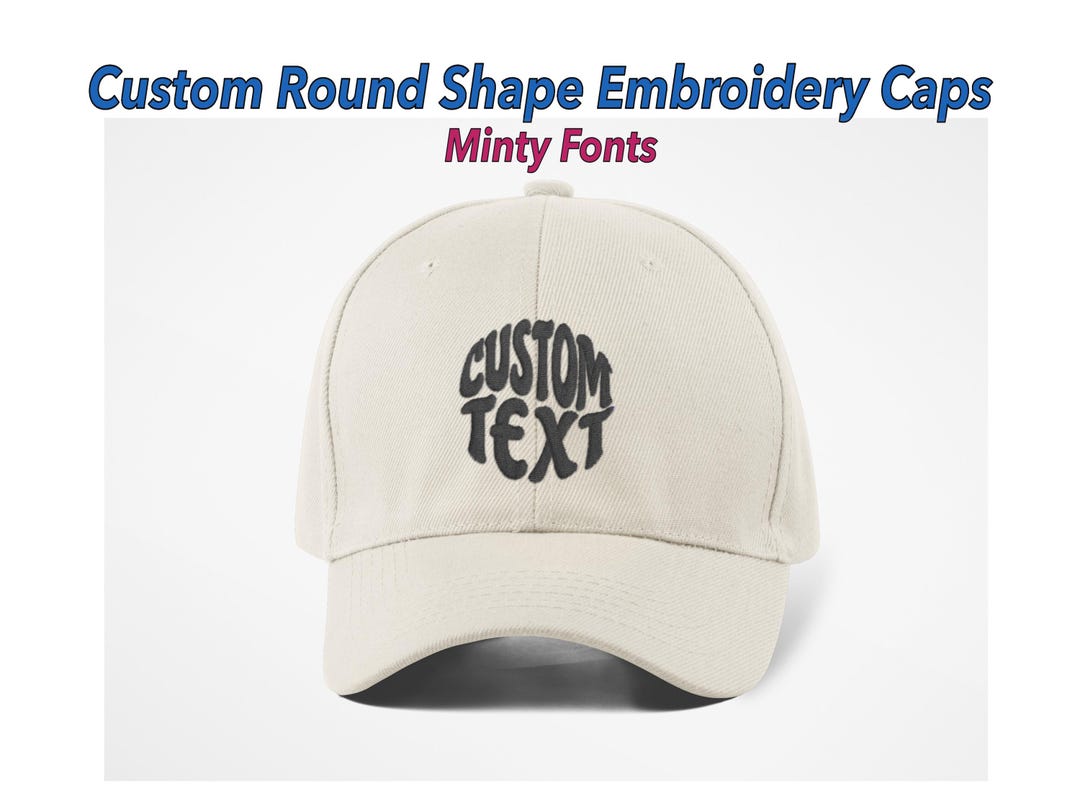 Custom Embroidered Round Shape Text Hat-custom Embroidered Text or Logo ...