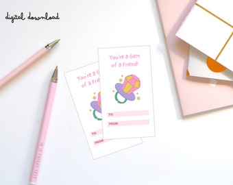 Tarjetas de San Valentín imprimibles de Ring Pop / Eres una joya de amigo
