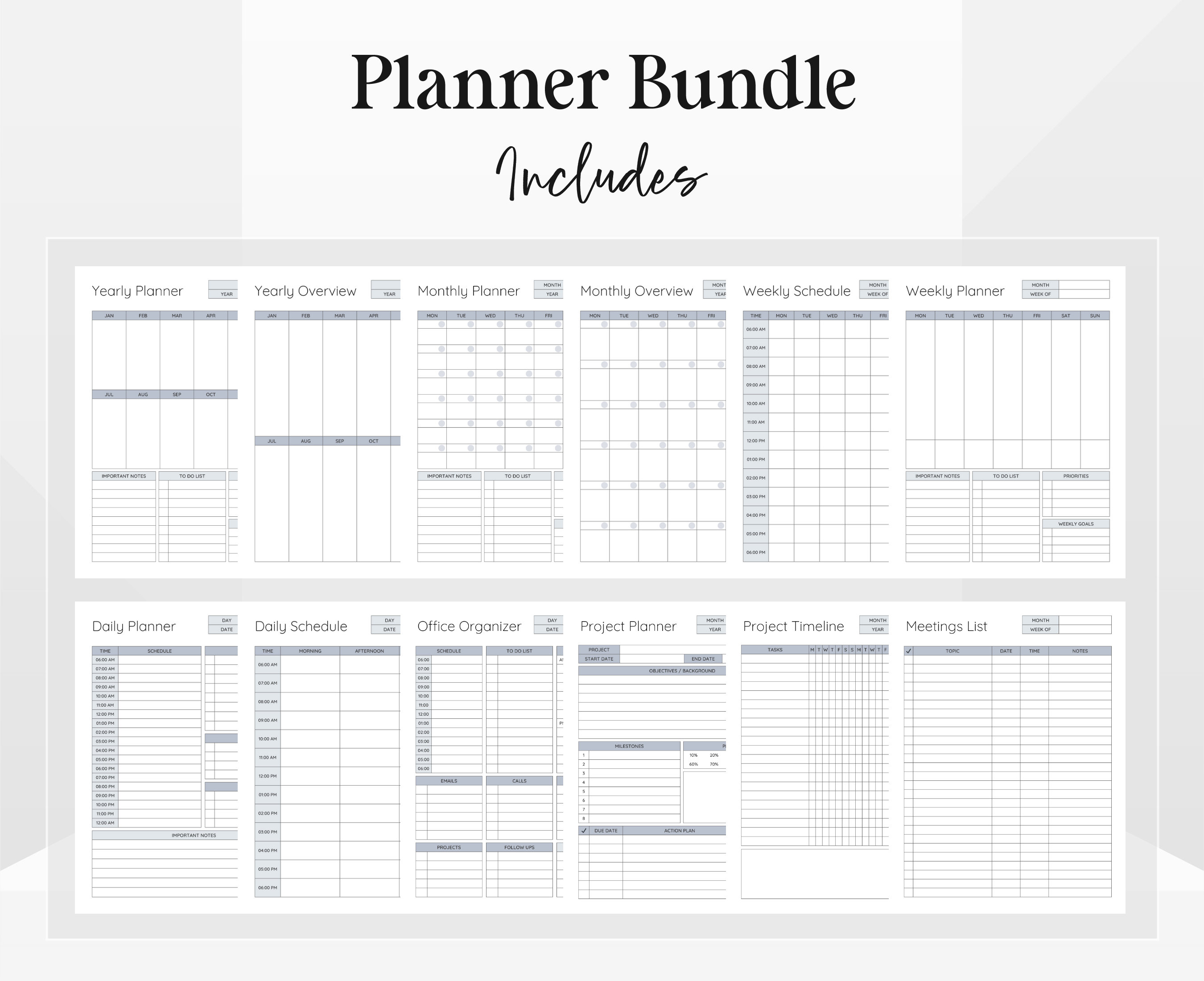 Work Organizer Planner, Office Bundle Editable and Printable, to Do ...
