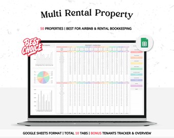 Multi Rental Property Spreadsheet, Landlord Real Estate Bookkeeping Google Sheets Template, Airbnb Income & Expense, Tenant Tracker Overview