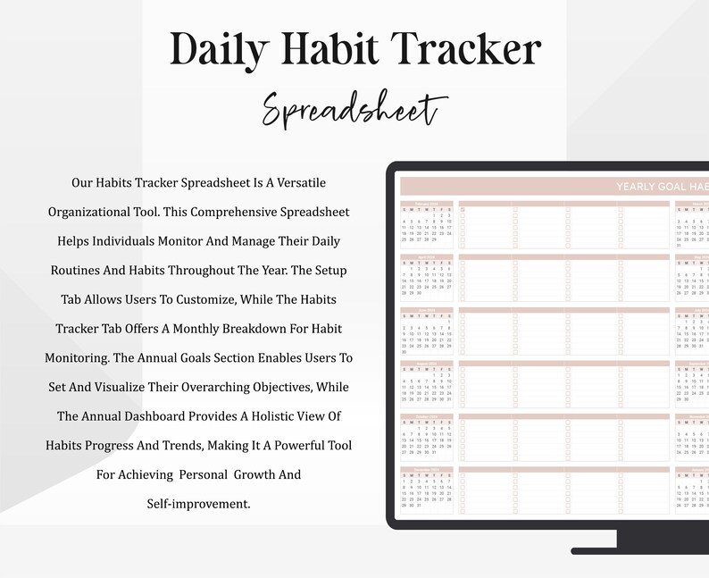 Habit Tracking Google Sheets Spreadsheet, Daily Weekly Monthly Tasks ...