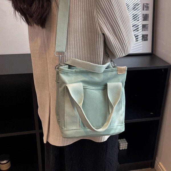 Handbag Multi-Pocket Canvas, Small Crossbody Bag Fabric, Shoulder Bag, Messenger Bag, Portable Tote Carry, Canvas Shoulder Bag