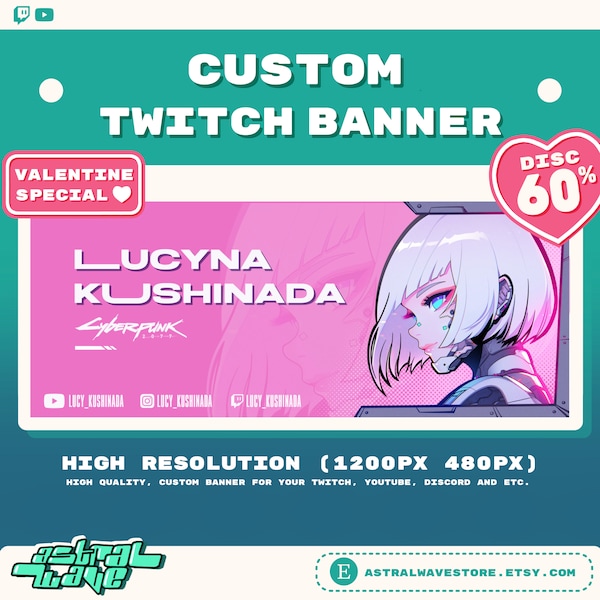 Custom Twitch Banner | Profile Background | Kawaii Cute | Anime Twitch Banner | Header | Youtube Banner | Discord Banner | Kick Banner