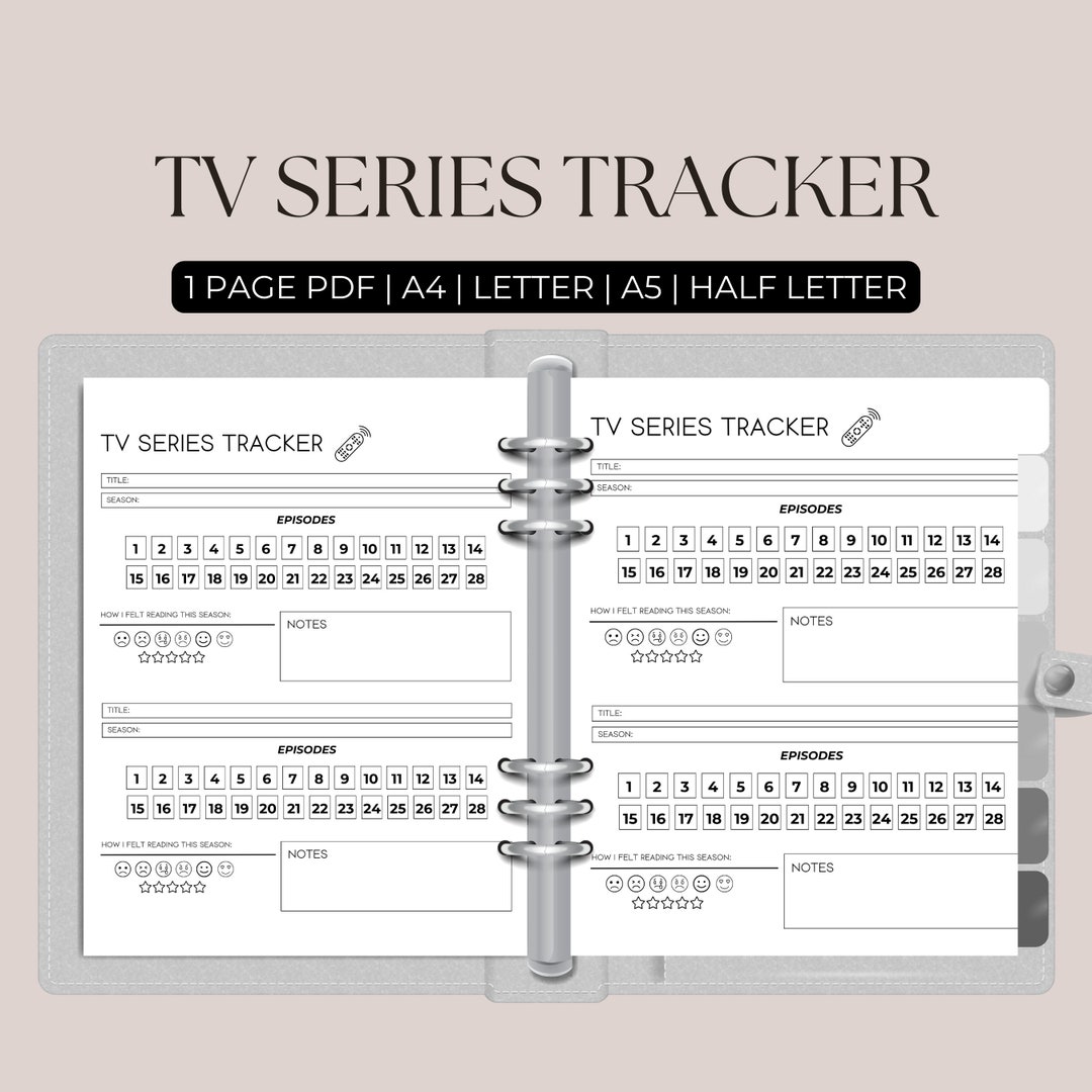 TV Series Tracker, Printable TV Show Log, TV Series Journal, Series to ...