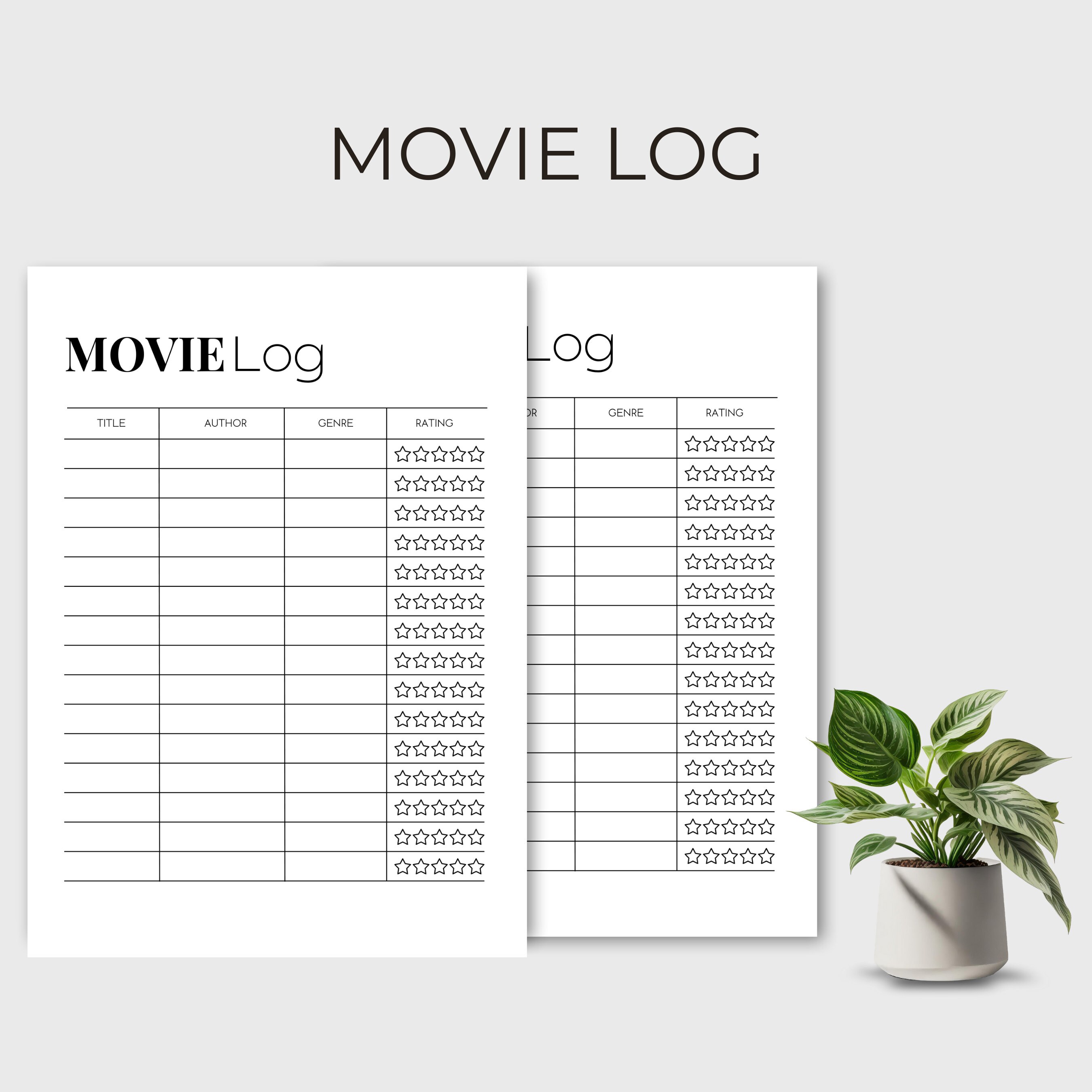 Printable Movie Log, Movie Watchlist, Movies to Watch Tracker Template ...