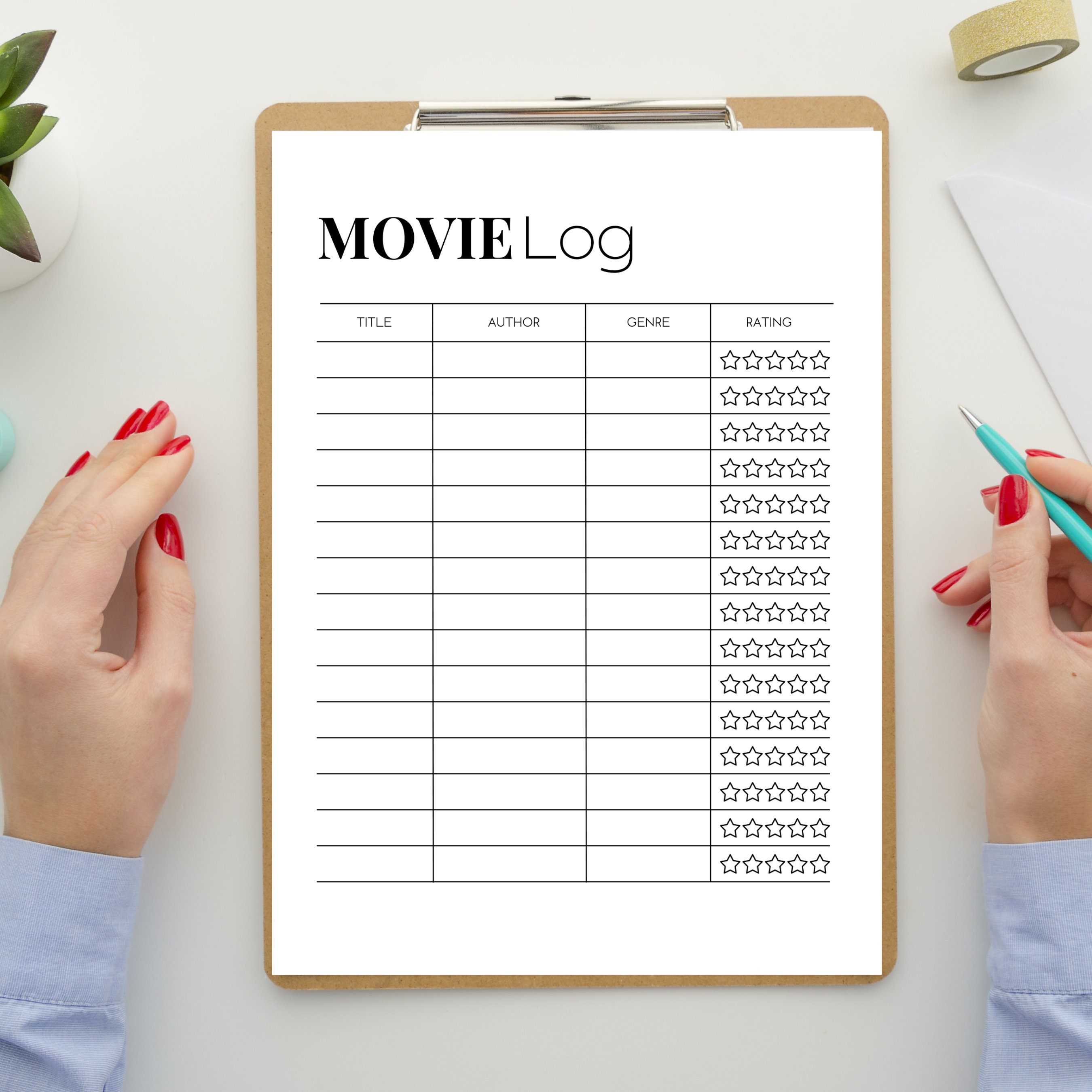 Printable Movie Log, Movie Watchlist, Movies to Watch Tracker Template ...