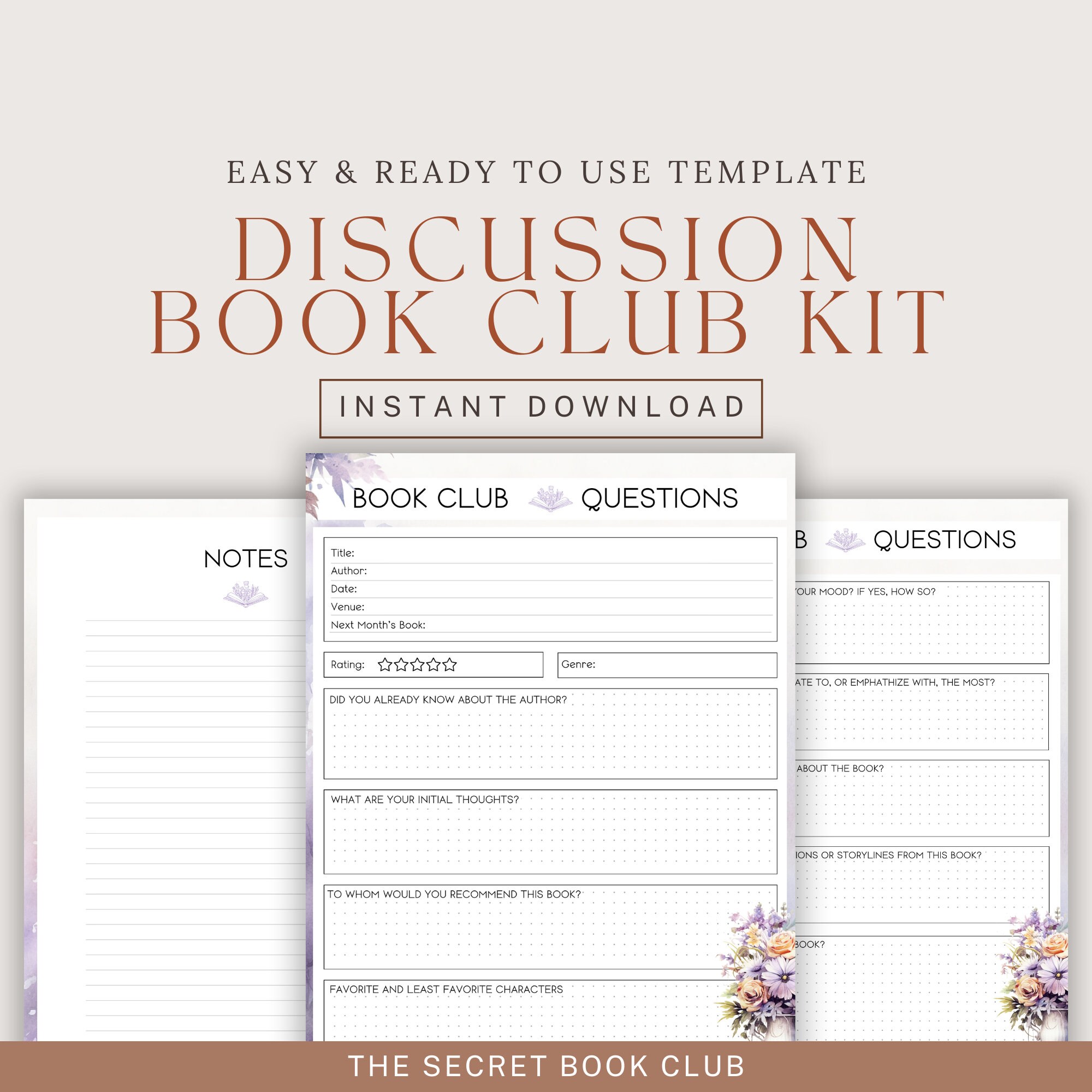 Book Club Journal and Reading Logs, Discussion Questions