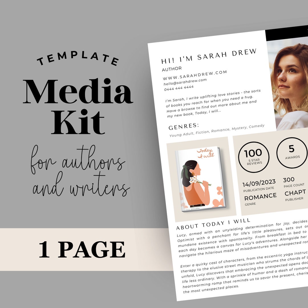Author Branding Kit, Editable Author Media Kit Template Canva