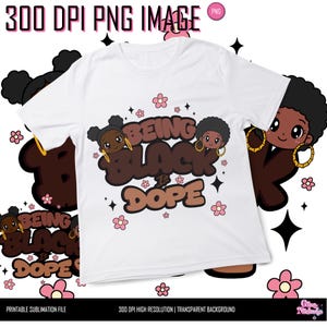 Ser negro é incrível PNG, clipart afrocêntrico, arte de garota negra kawaii, arquivo de sublimação, PNG de 300 dpi, design digital desenhado à mão