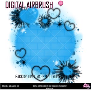 Light Blue Brick Heart Airbrush PNG: Graffiti Clipart (Digital Download)
