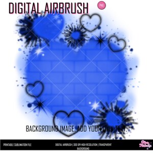Blue Brick Heart Airbrush PNG: Graffiti Sublimation Design