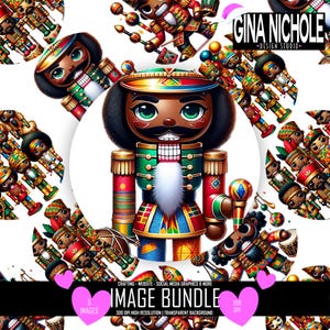 Schiaccianoci, Schiaccianoci nero, Schiaccianoci Kente, Schiaccianoci afroamericano, Clipart di Natale, PNG di Natale, Natale digitale, kente