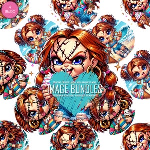 Killer Doll | Cute Horror PNG | Kawaii Ice Cream | Summer Horror Clipart | Clipart for Sublimation Printing
