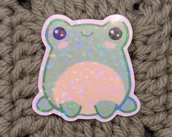 Kawaii Frog Sticker: Holographic Waterproof Vinyl Decal - Etsy