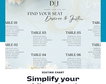 Wedding Seating Chart Template, editable, printable wedding seating chart.  Large 36x24 seating chart.