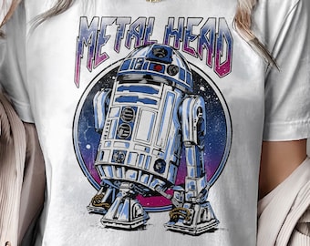 Retro Star Wars R2-D2 Metal Head Shirt, Star Wars Droid Portrait T-shirt, Star Wars Day, Galaxy'S Edge Trip, Disneyland Vacation Tee