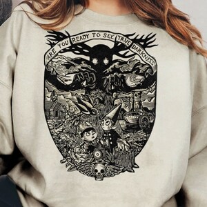 Chemise murale rétro au-dessus du jardin, Pottsfield, Wirt, Greg's Frog, Récolte merveilleuse, Le vent doux, Saison fantasmagorique, T-shirt citrouille d'Halloween