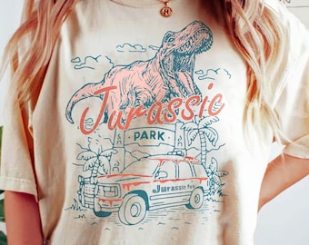 Vintage Jurassic Park Shirt, Retro Jurassic Park Entrance With Tour Jeep T-shirt, Jurassic Park Dinosaur T-Rex, Jurassic World Tee