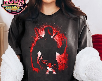 Retro Deadpool-silhouetshirt: Avengers superheld fan-T-shirt