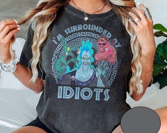 Retro Disney Hades Pain Panic Hercules Shirt, I'm Surrounded By Idiots T-shirt, Family Vacation Tee, Disneyland Trip Tee Birthday Gift