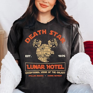 Retro Disney Star Wars Death Star Lunar Hotel Shirt, Death Star Mickey Ear T-shirt, Galaxy&#39;S Edge, Star Wars Day, Disneyland Vacation Tee