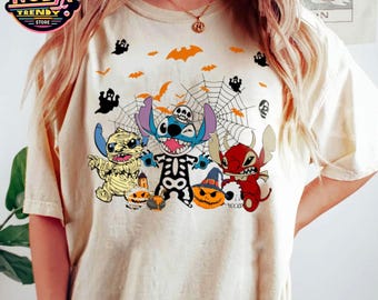 Disney Stitch Skeleton Mummy Halloween Costume Shirt, Mickey's Not So Scary Party 2024 Tshirt, Disney Stitch and Lilo, Spooky Season