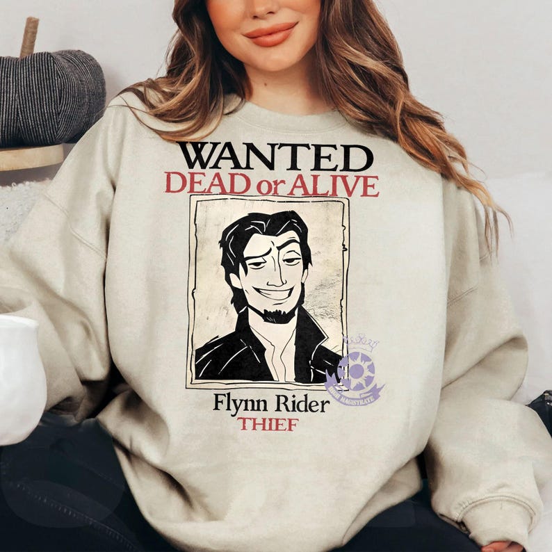 Retro Disney Tangled Funny Wanted Dead Or Alive Flynn Rider Thief Shirt, Wdw Magic Kingdom T-shirt, Walt Disney World, Disneyland Trip Tee image 1