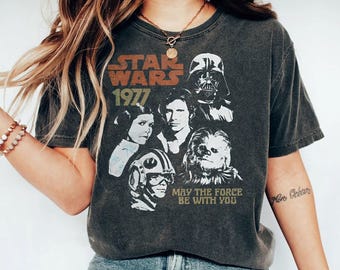 Retro Star Wars Characters T-Shirt: Han Solo, Leia, Darth Vader