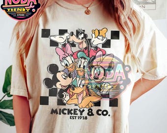 Camiseta vintage de Mickey & Co. (1928), camiseta de Mickey y sus amigos, unisex, cuello redondo, Disney, regalo de cumpleaños