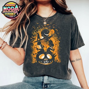 Camiseta retrô Disney Lock Shock Barrel Natal Befort Nightmare Silhouette Portrait, camiseta Disney Halloween, grupo de vilões, Magic Kingdom