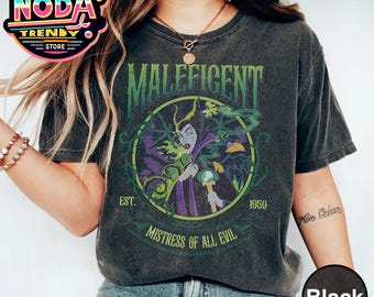 Camiseta retro de villanos de Disney: Maléfica, La Bella Durmiente, Villanos de Disney: Injustamente para siempre, Maestra de todo mal, Hollywood Studios