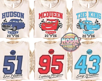 Koszulka z postaciami z filmu Disney Cars, Koszulka z Lightning Mcqueen i przyjaciółmi, Koszulka z Radiator Springs, Koszulka Magic Kingdom, Koszulka Disney Family Trip