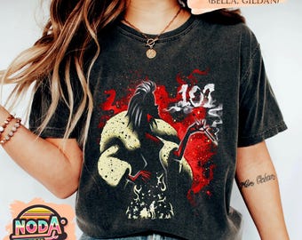 Retro Disney Cruella de Vil Villain comfort kleur shirt, Disneyland familie-uitstapje, Disney Villains Group shirt, Bad Witches Villain Sweatshirt