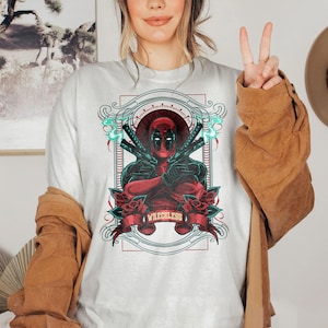 Maglietta vintage con ritratto di Deadpool: regalo per i fan dei supereroi degli Avengers immagine 3