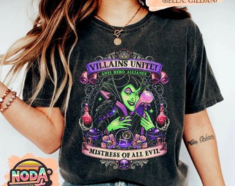 Camiseta de villanos de Disney de la época de Maléfica de Comfort Colors®, Bad Witches Club, camiseta divertida de la época de los villanos de Disney, camiseta de Maléfica, camiseta de la reina malvada