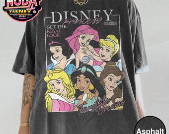 Retro Disney Princess groepsshirt, Assepoester Sneeuwwitje Ariel Belle Rapunzel T-shirt, Disneyland Trip Girls Group Shirts, Magic Kingdom-T-shirt